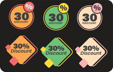 Special Discount offer label design for sales promotions editable file. Discount price tags for retail marketing. Special and best offer vector graphic elements collection isolated.