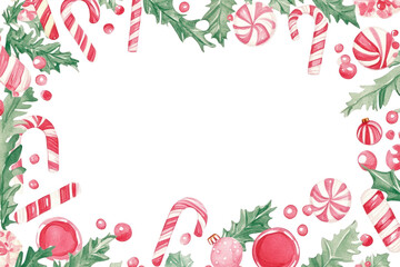 PNG Printable christmas candy border frame confectionery illustration.