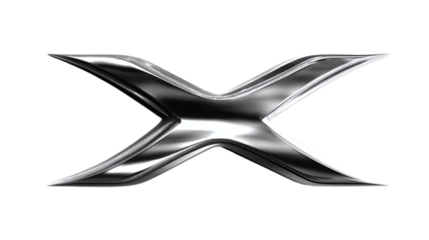 Metallic chrome logo effect template with shine isolated on transparent background 