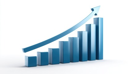 Blue bar graph showing upward trend