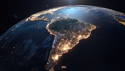 Earth's South America at night