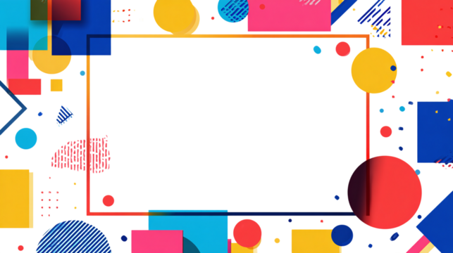 Minimal abstract frame with colorful geometric shapes for poster or flyer isolated on transparent background - Powered by Adobe