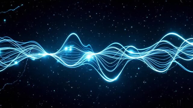 Magnetic Flux Field - Animated Blue Energy Waves in 3D Space