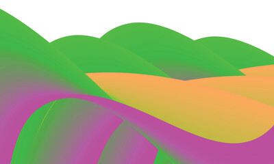 Obraz premium Abstract Green Purple Orange Landscape Gradient Waves