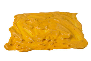Yellow sauce splashes as a background.