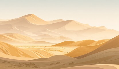 Fototapeta premium Desert mountain range, soft light, golden hues