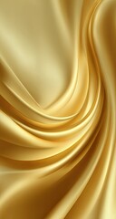 Fototapeta premium Golden silk fabric drapes in flowing curves