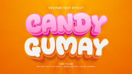 editable text effect gumay candy 3d style premium vector
