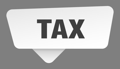 tax sign. tax white sticker isolated on gray background