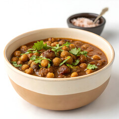 Hearty kala chana curry served in a bowl, featuring black chickpeas simmered in a spiced tomato