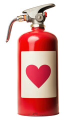 Obraz premium A uniquely designed fire extinguisher featuring a heart symbol, creatively blending safety with a romantic theme.