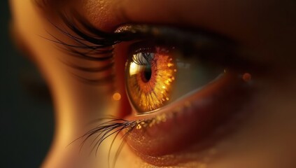 Golden Eye Gaze A Captivating Close-Up of Inner Light and Radiant Beauty