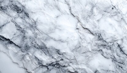 Obraz premium Detailed close-up view of a light gray and white marble surface. Veined patterns and texture are prominent