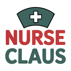 Obraz premium Christmas nurse designs featuring medical symbols, holiday ornaments, nurse caps, and festive decorative elements