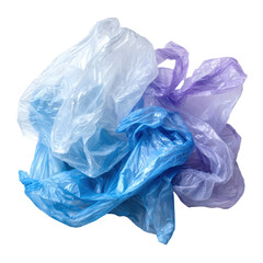 Fototapeta premium Crumpled plastic bags in various colors creating an abstract display in a bright setting