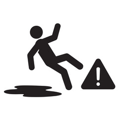 Slip and fall accident silhouette vector