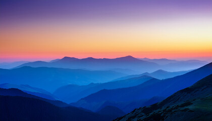Fototapeta premium Spectral Gradient Of Mountain Ranges At Sunset With Multi Layered Atmospheric Perspective