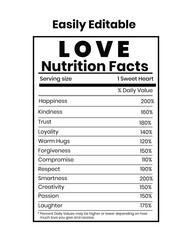 Love Nutrition Facts Template vector design.