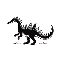 Obraz premium Spinosaurus. Spinosaurus simple black and white line art vector logo