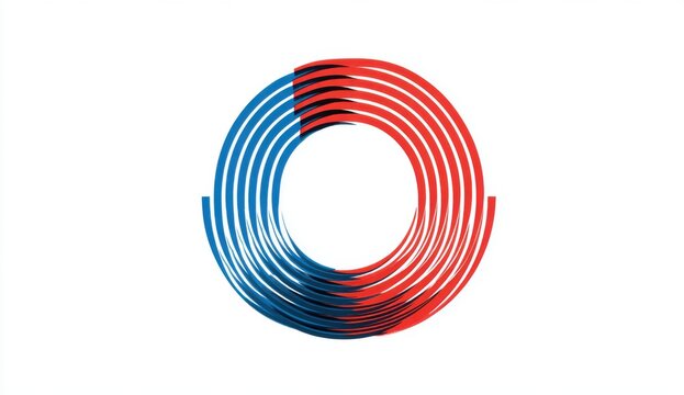 Abstract concentric circular design in blue and red