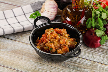 Grilled vegetables salad - Eggplant, tomato and pepper