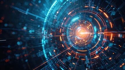 Obraz premium Futuristic digital tunnel
