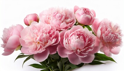 Fototapeta premium beautiful bouquet of pink peonies isolated on white background or on white background