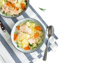 Fresh Chicken soup with noodle pasta