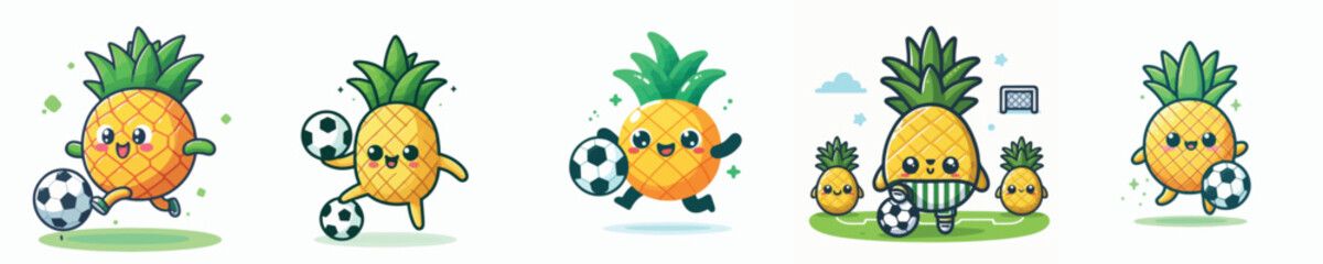 cute pineapple vector playing ball