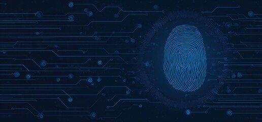 Abstract digital fingerprint on a circuit board background