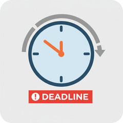 A clean and clear icon of a clock with the word 