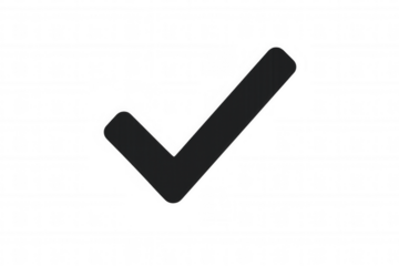 Simple black check mark on a transparent background, symbolizing approval, agreement, or completion