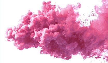 Abstract Pink Smoke Cloud on White Background