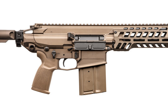 Detailed view of a modern tactical rifle