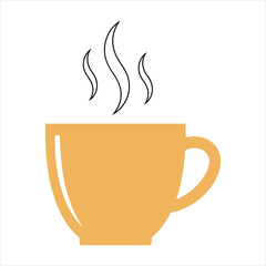 Warm golden coffee cup with rising steam ideal for morning beverage and comforting drinks