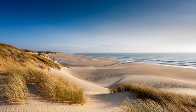 elegant seaside landscape with rolling dunes and serene beige and white sand for contemplation