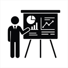 Business presentation with charts and graphs on easel stand professional meeting concept