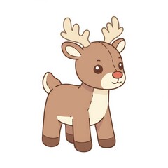 Minimalist vector reindeer plush toy in pastel colors  

