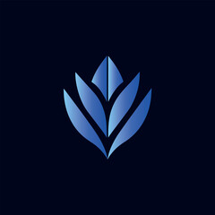 Abstract blue gradient lotus flower symbol modern geometric design nature inspired abstract art logo