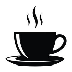 Steaming hot coffee cup silhouette simple icon beverage morning breakfast cafe aroma hot drink warmth