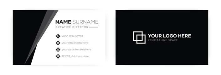 Modern Business Card Template. Personal visiting card with company logo. Double-sided creative business card vector design template. Vector illustration.