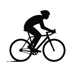 Dynamic silhouette of a cyclist in motion riding a road bicycle silhouette