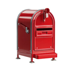 Bright red mailbox stands out against a minimalistic background in a classic design suitable for residential areas