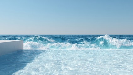 Fototapeta premium Ocean waves crashing against a white platform