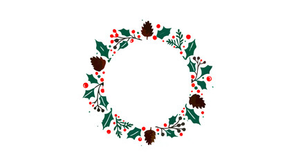 Holiday Wreath with Pine Cones and Berries

