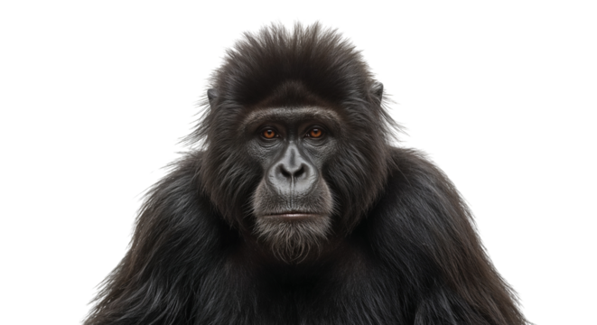 A close-up of a majestic primate, showing its detailed face and fur Isolated on transparent background, png - Powered by Adobe