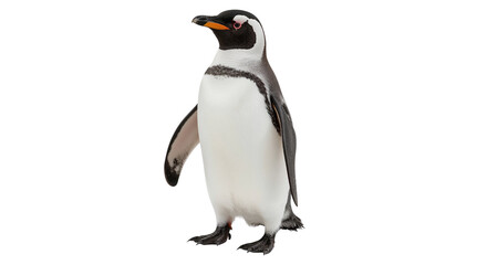 Fototapeta premium Gentoo penguin standing tall with black and white plumage Isolated on transparent background, png