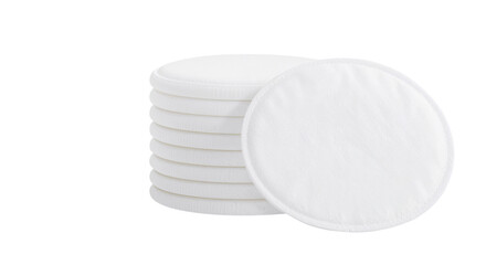Obraz premium Stack of reusable facial rounds crafted from gentle fabric, perfect for daily skincare routine. Isolated on transparent background, png