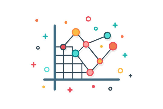 Scatter plot icon with geometric axes and pinline