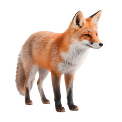 Fototapeta premium red fox in white transparent png background cutout